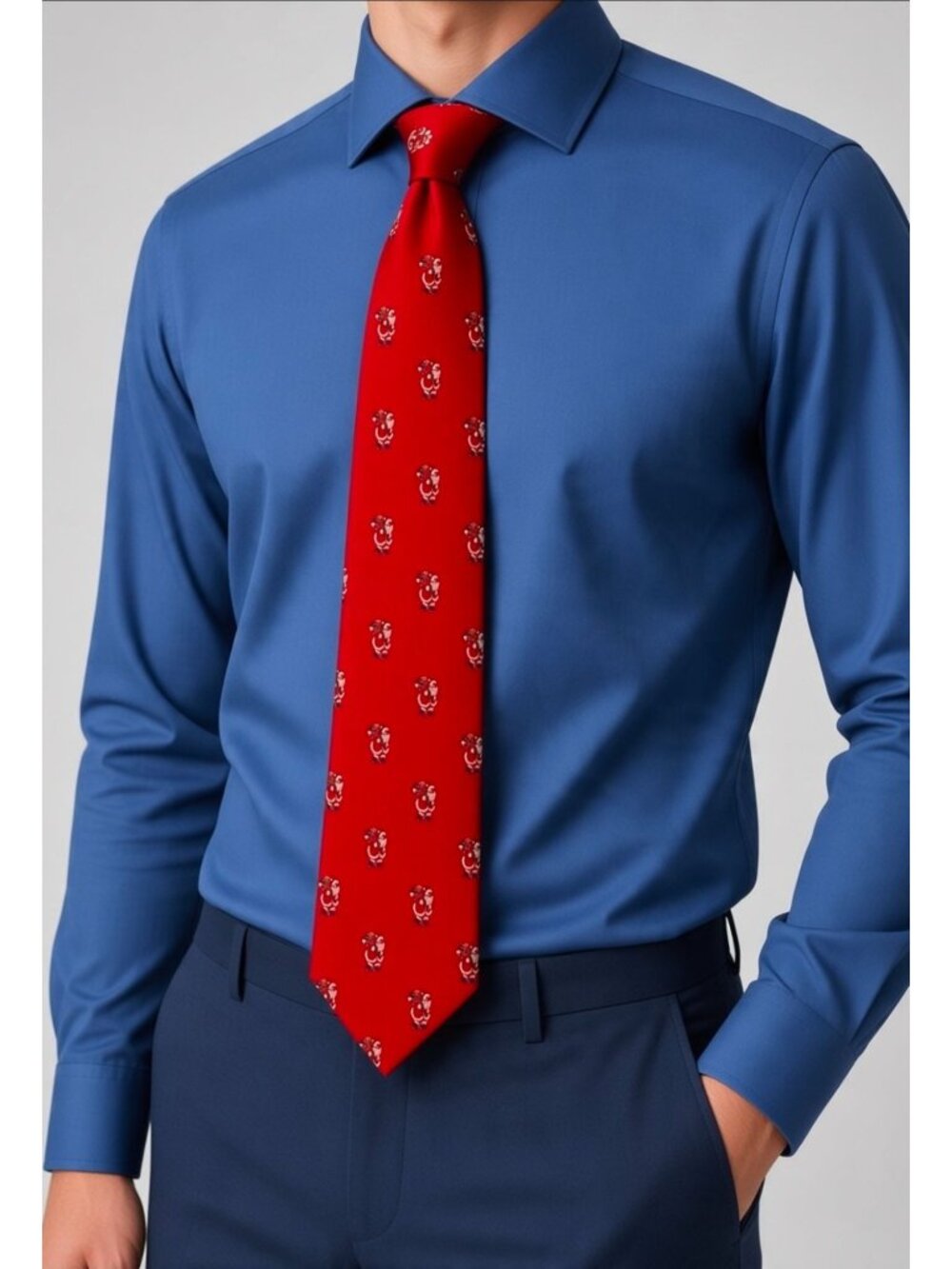Red Christmas Santa Claus Print Novelty Necktie Holiday Festive Men's Tie